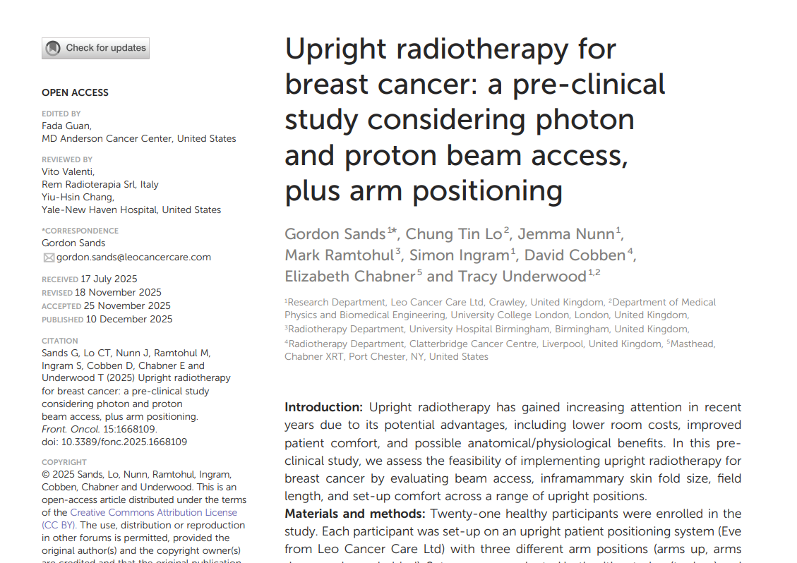 Frontiers in Oncology upright therapy study thumbnail
